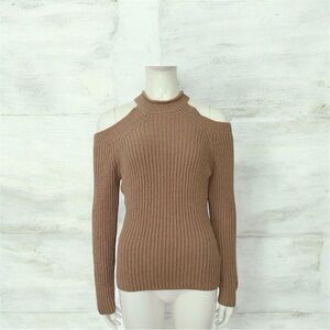 GUESS women beige cold shoulder sweater